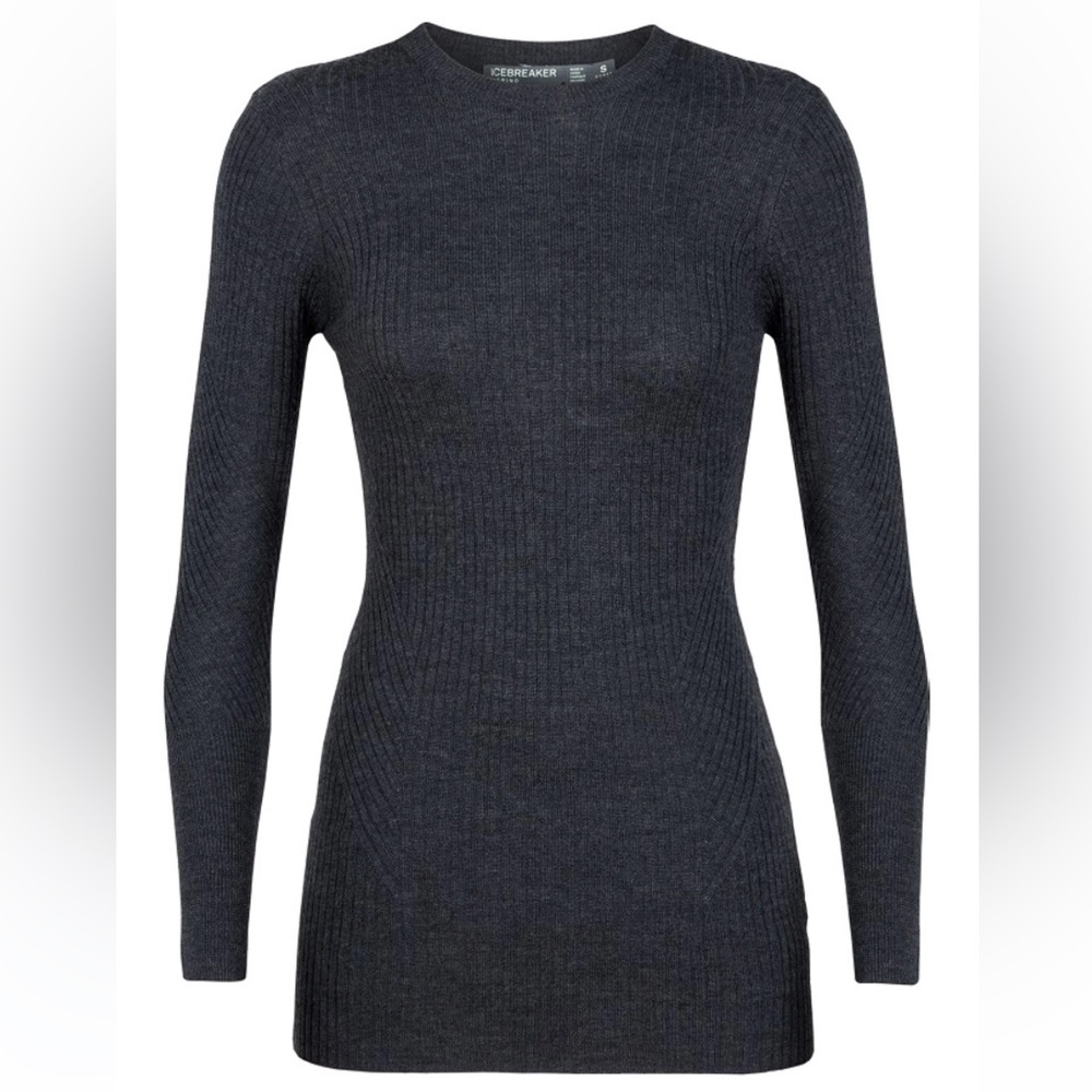 Icebreaker Valley Slim Crewe Ribbed 100% Wool Sweater Sz M